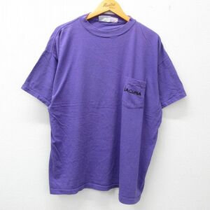XL/古着 半袖 ビンテージ Tシャツ メンズ 00s LAGUNA 胸ポケット付き 大きいサイズ コットン クルーネック 紫 パープル 23jun27 中古