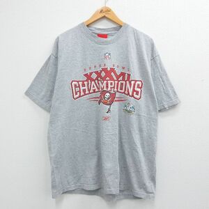 XL/古着 リーボック 半袖 ビンテージ Tシャツ メンズ 00s NFL タンパベイバッカニアーズ チャンピオンズ 大きいサイズ クルーネック グ