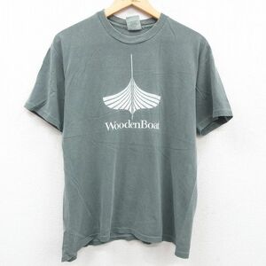 L/古着 半袖 ビンテージ Tシャツ メンズ 00s WoodenBoat コットン クルーネック 緑系 グリーン 23jun29 中古