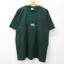 XL/古着 半袖 ビンテージ Tシャツ メンズ 00s アトランタ ジョージア 刺繍 大きいサイズ コットン クルーネック 濃緑 グリーン 23jul08_画像1