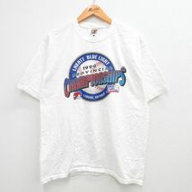 XL/古着 半袖 ビンテージ Tシャツ メンズ 90s チャンピオンシップ スローピッチ ブルーライトビール コットン クルーネック 白 ホワイ_画像1