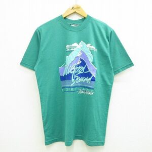 L/古着 半袖 ビンテージ Tシャツ メンズ 00s ミルフォードサウンド ニュージーランド 青緑 23jul13 中古