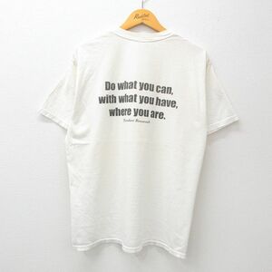 L/古着 半袖 ビンテージ Tシャツ メンズ 00s セオドアルーズベルト メッセージ コットン クルーネック 白 ホワイト spe 23jul22 中古