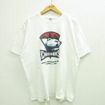 XL/古着 半袖 ビンテージ Tシャツ メンズ 00s NHL シャーロットチェッカーズ 大きいサイズ コットン クルーネック 白 ホワイト アイス_画像1