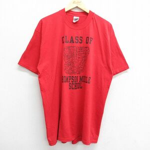 XL/古着 半袖 ビンテージ Tシャツ メンズ 00s トンプソン 中学校 クルーネック 赤 レッド 23jul17 中古