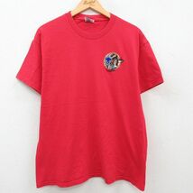 L/古着 ヘインズ 半袖 ビンテージ Tシャツ メンズ 00s インディアン コットン クルーネック 赤 レッド 23jul26 中古_画像1