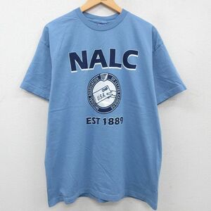 XL/古着 半袖 ビンテージ Tシャツ メンズ 00s NALC コットン クルーネック 薄紺 ネイビー 23aug29 中古