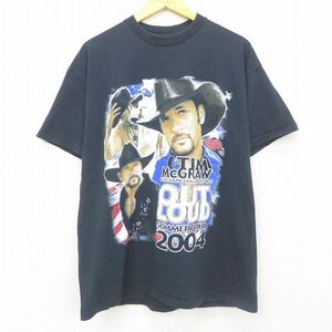 XL/古着 半袖 ビンテージ ロック バンド Tシャツ メンズ 00s ティムマグロウ 大きいサイズ コットン クルーネック 黒 ブラック 22jun03