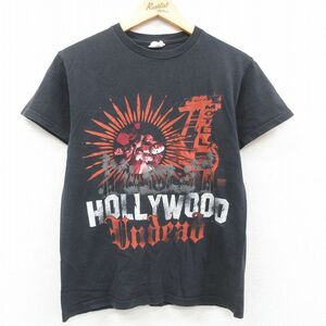 S/古着 半袖 ビンテージ ロック バンド Tシャツ メンズ 00s ハリウッドアンデッド コットン クルーネック 黒 ブラック 23jul22 中古