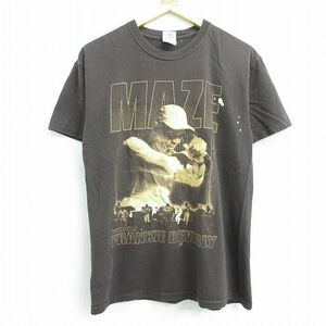 M/古着 半袖 ビンテージ ロック バンド Tシャツ メンズ 00s メイズ MAZE コットン クルーネック 茶 ブラウン 22mar09 中古