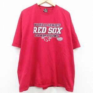 XL/古着 半袖 ビンテージ Tシャツ メンズ 00s MLB ボストンレッドソックス ワールドシリーズ 大きいサイズ コットン クルーネック エン