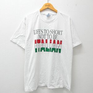 L/古着 ヘインズ 半袖 ビンテージ Tシャツ メンズ 90s ITALIAN クルーネック 白 ホワイト 23mar29 中古