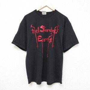 XL/古着 半袖 Tシャツ メンズ HELL コットン クルーネック 黒 ブラック 23jul01 中古