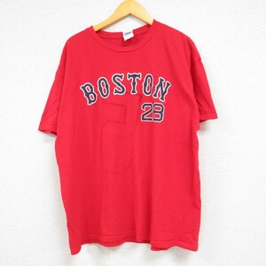 XL/古着 半袖 Tシャツ メンズ MLB ボストンレッドソックス フリオダニエルマルティネス 28 コットン クルーネック 赤 レッド メジャー