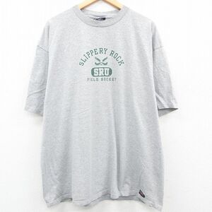 XL/古着 ジャンスポーツ 半袖 ビンテージ Tシャツ メンズ 00s SLIPPERY ROCK ホッケー 大きいサイズ クルーネック グレー 霜降り 23apr