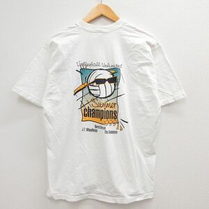 L/古着 半袖 ビンテージ Tシャツ メンズ 90s バレーボール チャンピオンズ コットン クルーネック 白 ホワイト 23apr19 中古