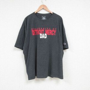 XL/古着 チャンピオン Champion 半袖 ブランド Tシャツ メンズ デトロイトマーシー大学 大きいサイズ クルーネック 濃グレー 霜降り 23