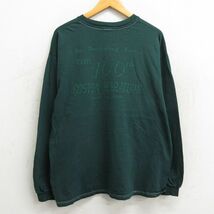 XL/古着 ヘインズ 長袖 ビンテージ Tシャツ メンズ 00s エリオット ボストン 大きいサイズ クルーネック 緑 グリーン 23nov04 中古_画像2