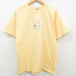 L/古着 半袖 ビンテージ Tシャツ メンズ 00s BOOTHBAY HARBOR 刺繍 コットン クルーネック 黄 イエロー 23apr28 中古