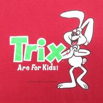 XL/古着 半袖 ビンテージ Tシャツ メンズ 00s ウサギ Trix Kids コットン クルーネック 赤 レッド 23may17 中古_画像2