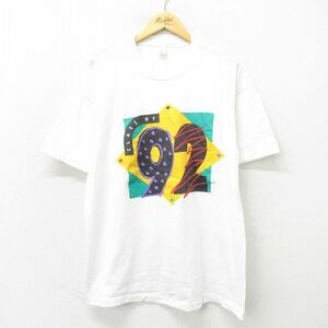 XL/古着 半袖 ビンテージ Tシャツ メンズ 90s 92 クルーネック 白 ホワイト 23jun06 中古