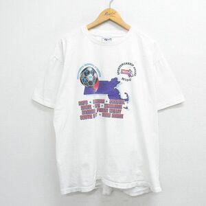 XL/古着 リーボック 半袖 ビンテージ Tシャツ メンズ 90s サッカー ビッグロゴ 大きいサイズ コットン クルーネック 白 ホワイト 23may