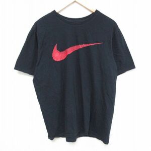 L/古着 ナイキ NIKE 半袖 ブランド Tシャツ メンズ ビックロゴ クルーネック 黒 ブラック 23aug19 中古