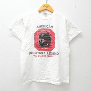 S/古着 半袖 ビンテージ Tシャツ メンズ 80s ウディヘイズ フットボール レジェンド コットン クルーネック 白 ホワイト 23may16 中古