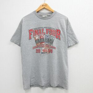 L/古着 半袖 ビンテージ Tシャツ メンズ 00s NCAA FINAL FOUR バスケットボール クルーネック グレー 霜降り 23apr25 中古