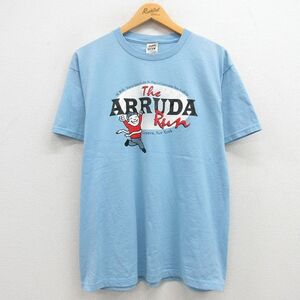 L/古着 半袖 ビンテージ Tシャツ メンズ 00s ARRUDSA RUN クルーネック 薄紺 ネイビー 23may06 中古