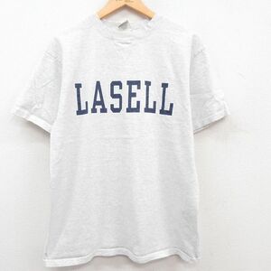 L/古着 半袖 ビンテージ Tシャツ メンズ 90s LASELL コットン クルーネック 薄グレー 霜降り 23may20 中古