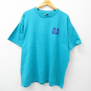 XL/古着 半袖 ビンテージ Tシャツ メンズ 90s アトランティックシティ 大きいサイズ コットン クルーネック 水色 23jul12 中古