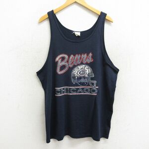 XL/古着 チャンピオン champion ビンテージ タンクトップ メンズ 80s NFL シカゴベアーズ 大きいサイズ クルーネック 紺 ネイビー アメ