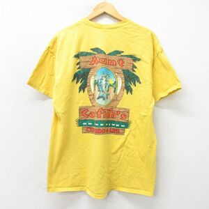 XL/古着 半袖 ビンテージ Tシャツ 00s 魚 大きいサイズ コットン 黄 イエロー 23may26 中古 メンズ