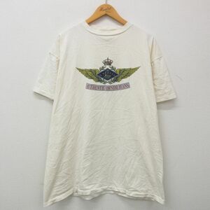 XL/古着 半袖 ビンテージ Tシャツ メンズ 90s EXPRESS 王冠 大きいサイズ コットン クルーネック 生成り 23mar17 中古