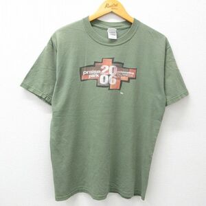 L/古着 半袖 ビンテージ Tシャツ メンズ 00s 公園 celebrating 企業広告 コットン クルーネック 緑系 グリーン 23jul17 中古