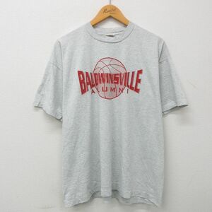 XL/古着 半袖 ビンテージ Tシャツ メンズ 00s ボールドウィンズ バスケットボール 大きいサイズ クルーネック 薄グレー 霜降り 23mar17