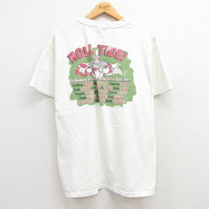 L/古着 ヘインズ 半袖 ビンテージ Tシャツ メンズ 90s ゾウ ROLL TIDE 胸ポケット付き コットン クルーネック 白 ホワイト 23jun24 中