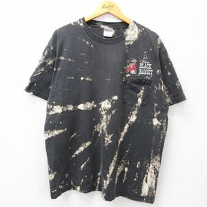 XL/古着 半袖 ビンテージ Tシャツ メンズ 90s ブラックバンディット レーシング 胸ポケット付き コットン クルーネック 黒他 ブラック