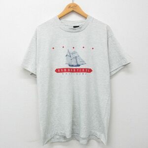 L/古着 半袖 ビンテージ Tシャツ メンズ 80s ボルチモア 船 薄グレー 霜降り 23mar16 中古