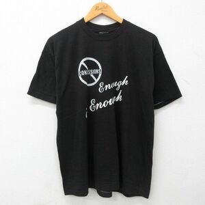 XL/古着 半袖 ビンテージ Tシャツ メンズ 90s STEELWORKERS クルーネック 黒 ブラック 23jun28 中古