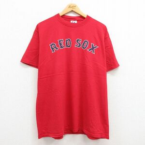 XL/古着 マジェスティック 半袖 ビンテージ Tシャツ メンズ 00s MLB ダスティンペドロイア コットン クルーネック 赤 レッド メジャー