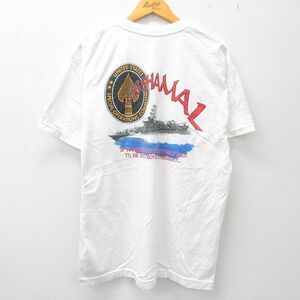 XL/古着 半袖 ビンテージ Tシャツ メンズ 00s ミリタリー 船 USSシャマル 胸ポケット付き クルーネック 白 ホワイト 23jun08 中古