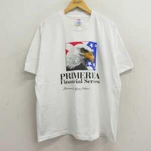 XL/古着 ヘインズ 半袖 ビンテージ Tシャツ メンズ 90s 鳥 プライメリカ 大きいサイズ クルーネック 白 ホワイト 23jul21 中古