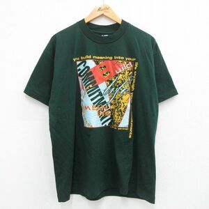 XL/古着 半袖 ビンテージ Tシャツ メンズ 90s Build life クルーネック 緑 グリーン 23jun26 中古