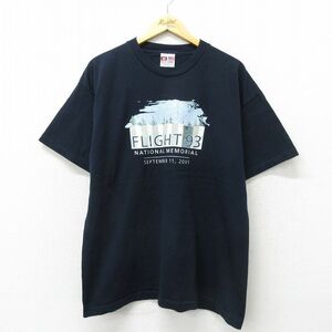 XL/古着 半袖 ビンテージ Tシャツ メンズ 00s FLIGHT コットン クルーネック 黒 ブラック 23jun02 中古