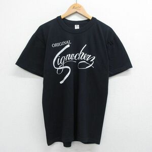 L/古着 半袖 ビンテージ Tシャツ メンズ 80s Signachery コットン クルーネック 黒 ブラック 23jun13 中古