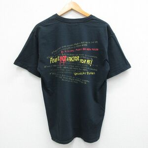 L/古着 半袖 ビンテージ Tシャツ メンズ 00s ユニバーサルスタジオ オーランド Fear factor コットン クルーネック 紺 ネイビー 23jun2