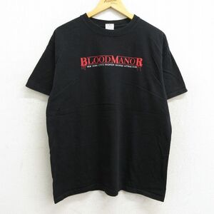 L/古着 半袖 ビンテージ Tシャツ メンズ 00s BLOODMANOR コットン クルーネック 黒 ブラック 23jul04 中古