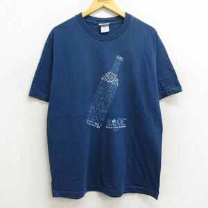 L/古着 半袖 ビンテージ Tシャツ メンズ 00s ディズニー ボトル エプコット コットン クルーネック 紺 ネイビー 23jun19 中古